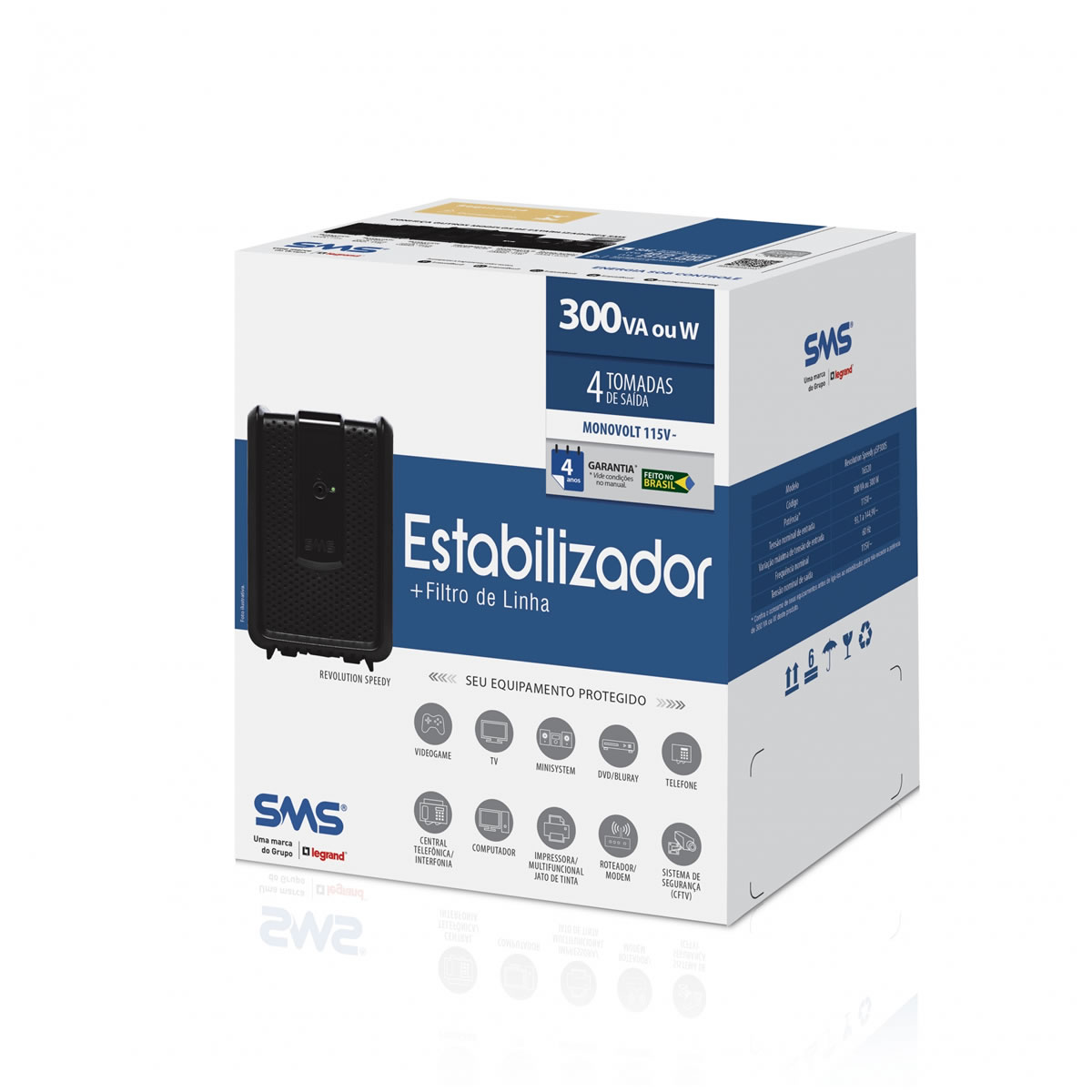 Estabilizador SMS Revolution Speedy 300VA Mono 115v uSP300S 16520