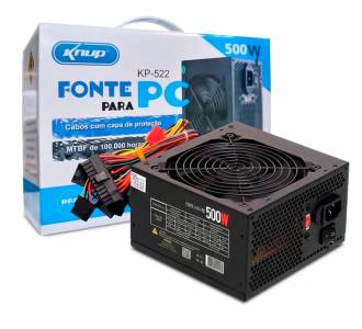 FONTE 500W REAL KNUP KP-522 C/CAIXA E CABO