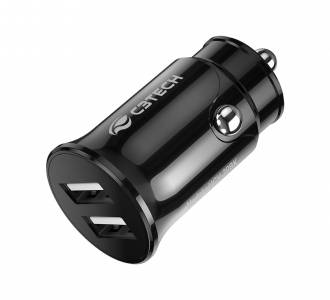 CONVERSOR CARREG. VEICULAR USB 2 PORTAS C3TECH UCV-20BK PRETO